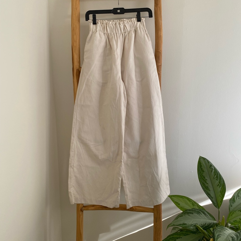 High waist paper bag linen wide leg pants - Frankie Shop.